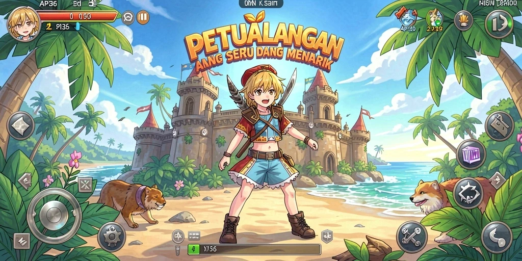 Tampilan gameplay API36 yang penuh warna dan dinamis.