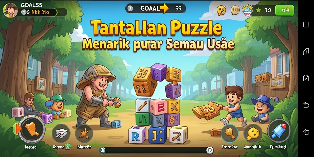 Tampilan menarik dari gameplay Puzzle GOAL55 yang seru.