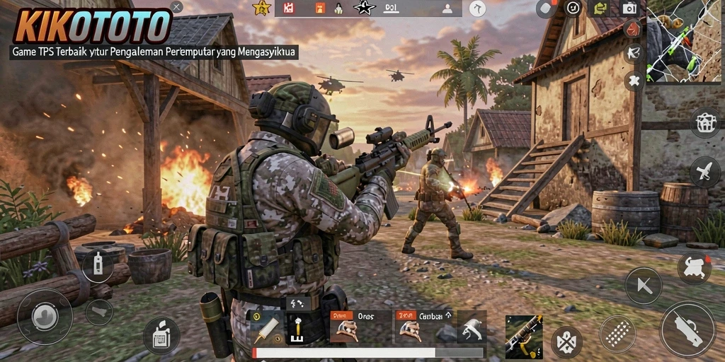 Screenshot KIKOTOTO menampilkan aksi pertempuran yang menegangkan.