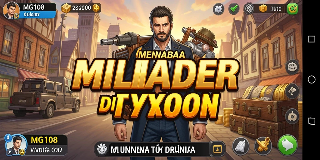 Tampilan gameplay MG108 menampilkan aktivitas bisnis yang dinamis.
