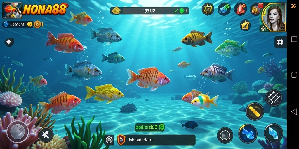 Screenshot gameplay NONA88 menampilkan aksi seru menembak ikan.