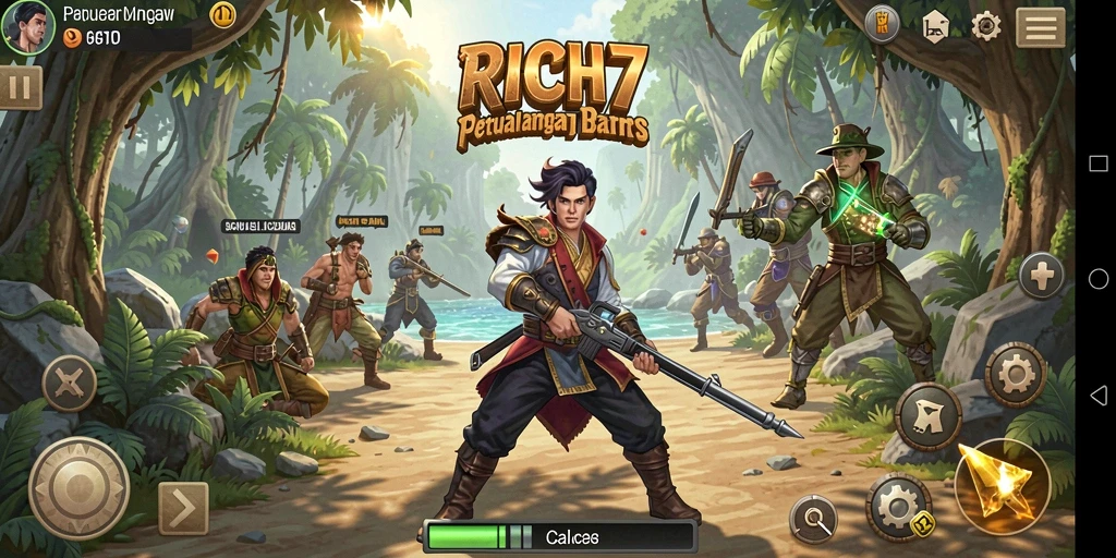 Tangkapan layar RICH7 menunjukkan gameplay yang penuh aksi dan petualangan.