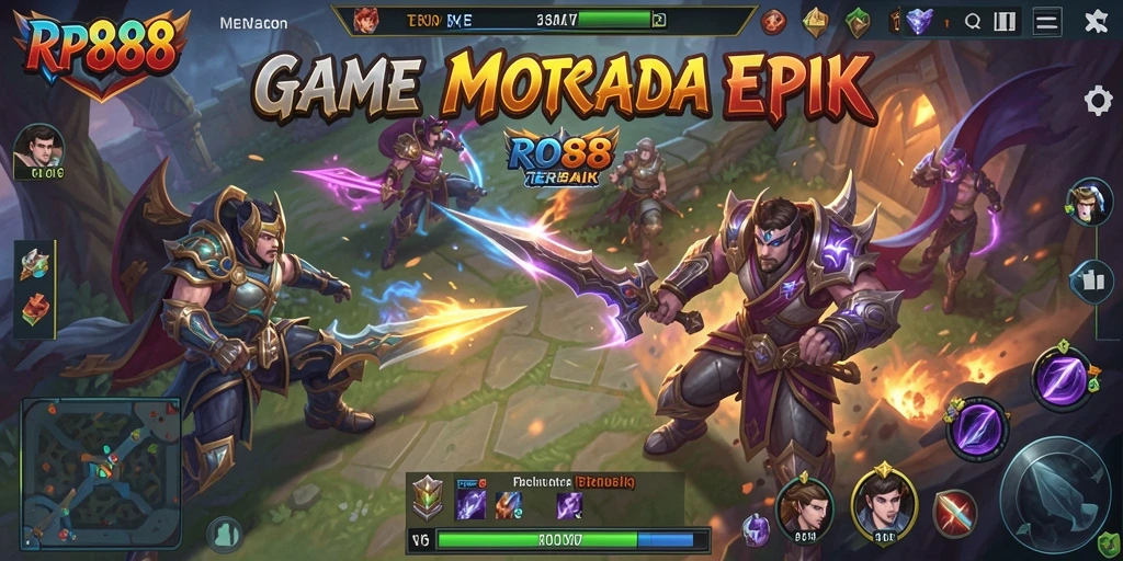 Tampilan gameplay MOBA yang mendebarkan di RP888.