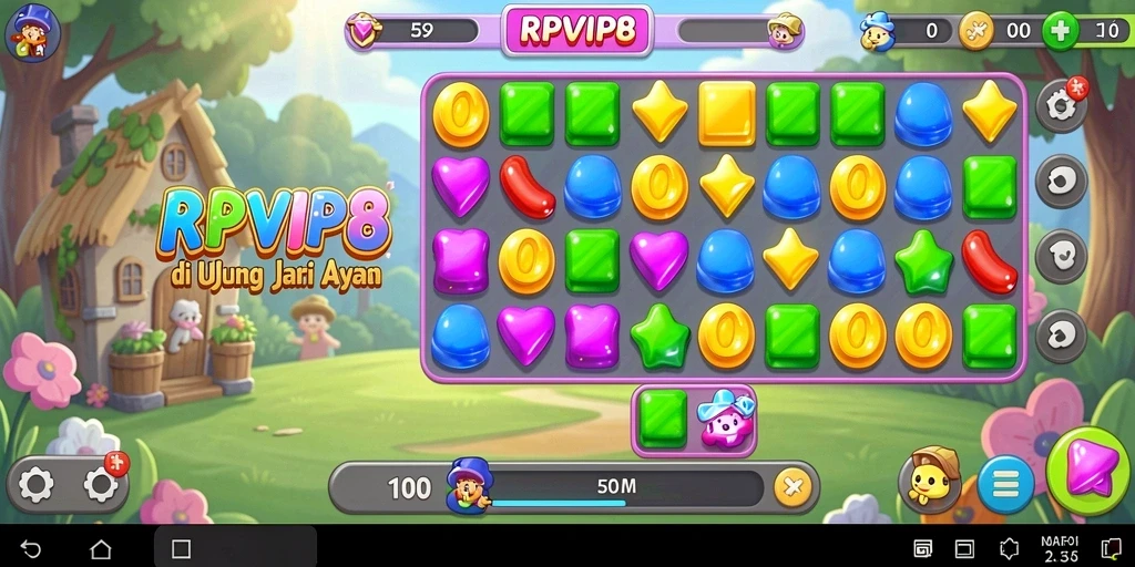 Screenshot RPVIP8 menampilkan gameplay Match-3 yang mengasyikkan.