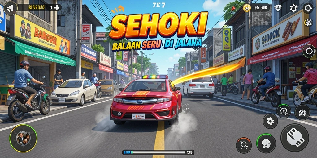 Gameplay seru SEHOKI dengan mobil balap yang menakjubkan.