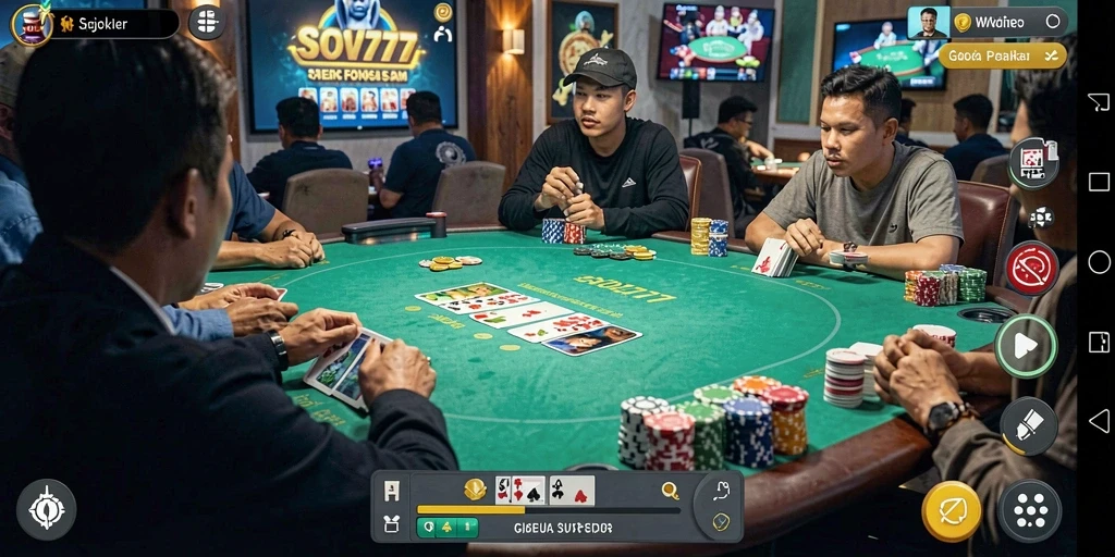 Screenshot gameplay SOV777 menampilkan aksi seru dalam permainan Poker.