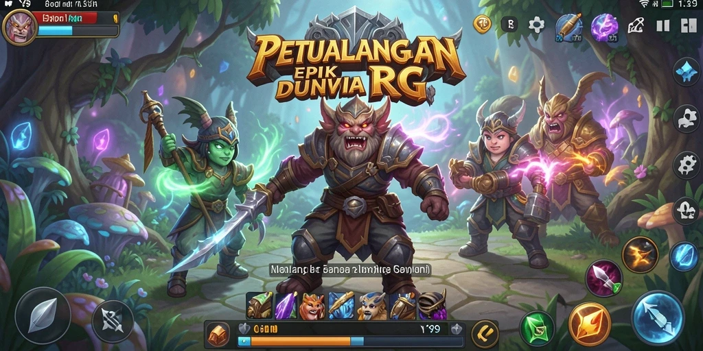 Tampilan screenshot Y89 memperlihatkan aksi pertempuran seru dalam dunia RPG.